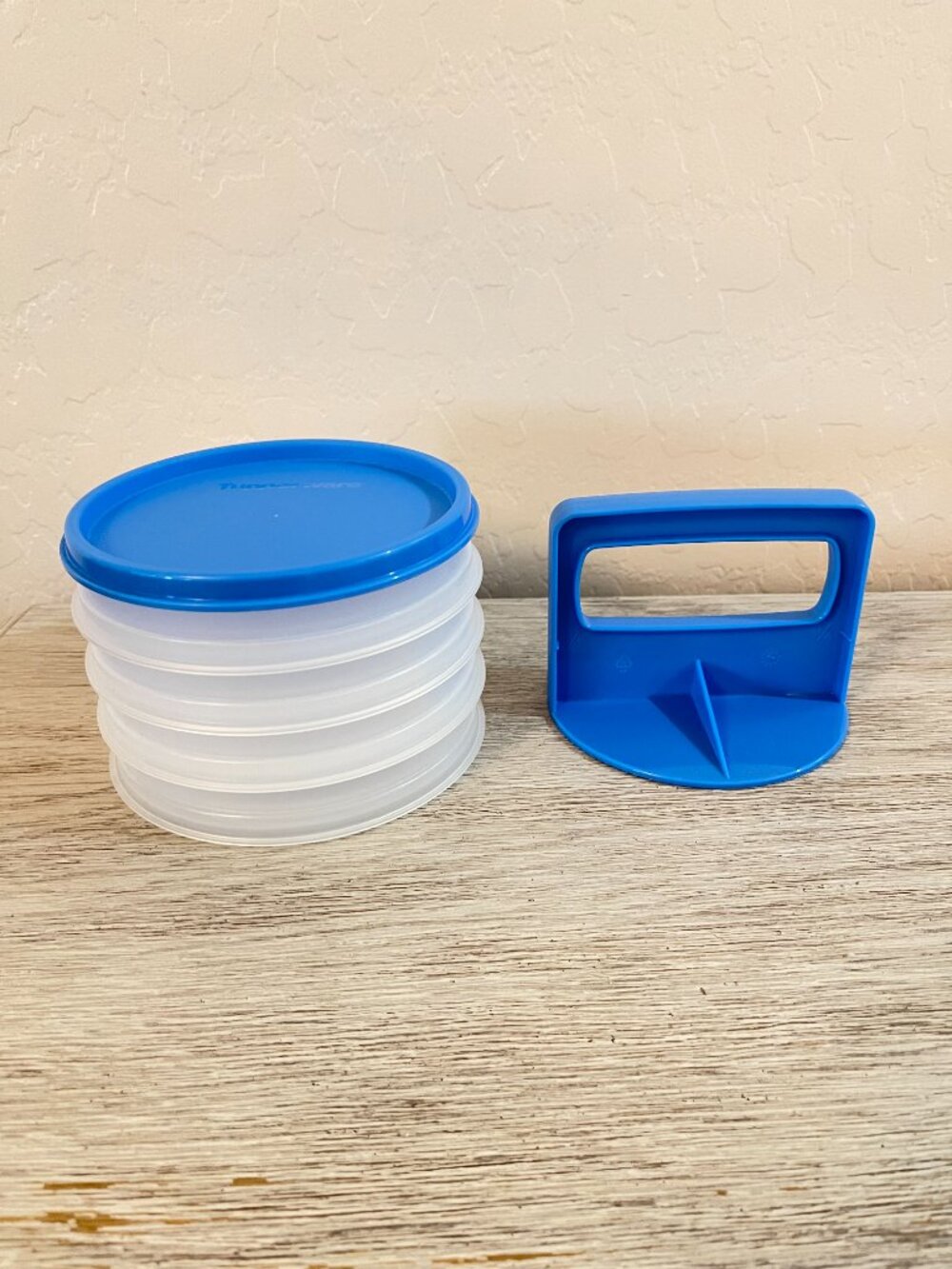 Tupperware Hamburger Press Keeper Large Patty Mold Set Storage Set